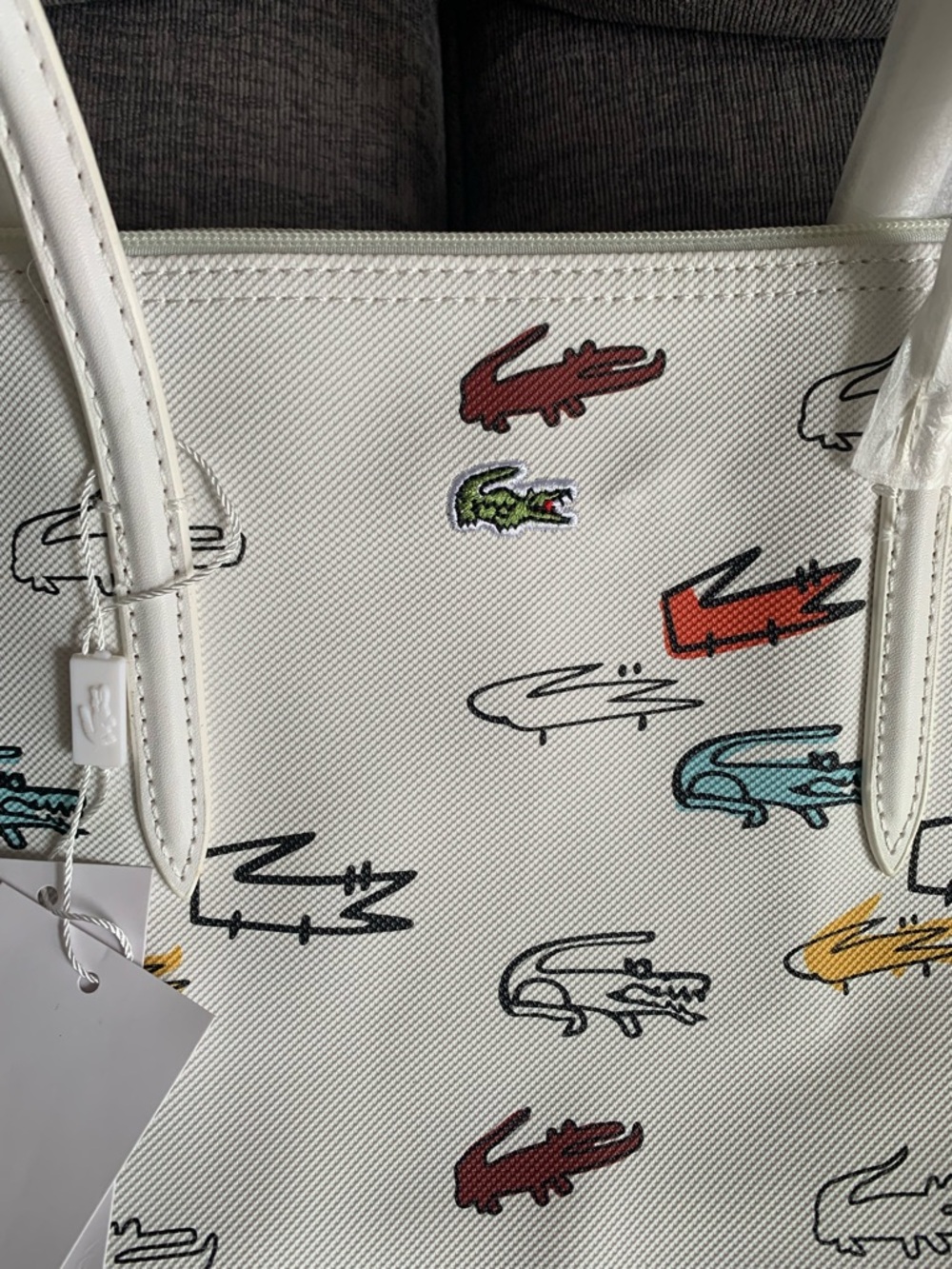 Lacoste L.12.12 Concept Tote handbag Bag purse colorful croc print NWT - Picture 4 of 10